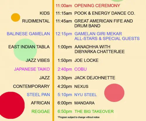 Schedule-2015 Drum Boogie Festival