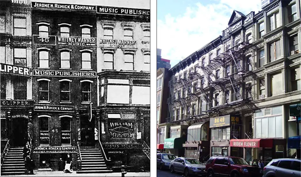 Tin Pan Alley in New York City, home to songwriters and music publishing companies