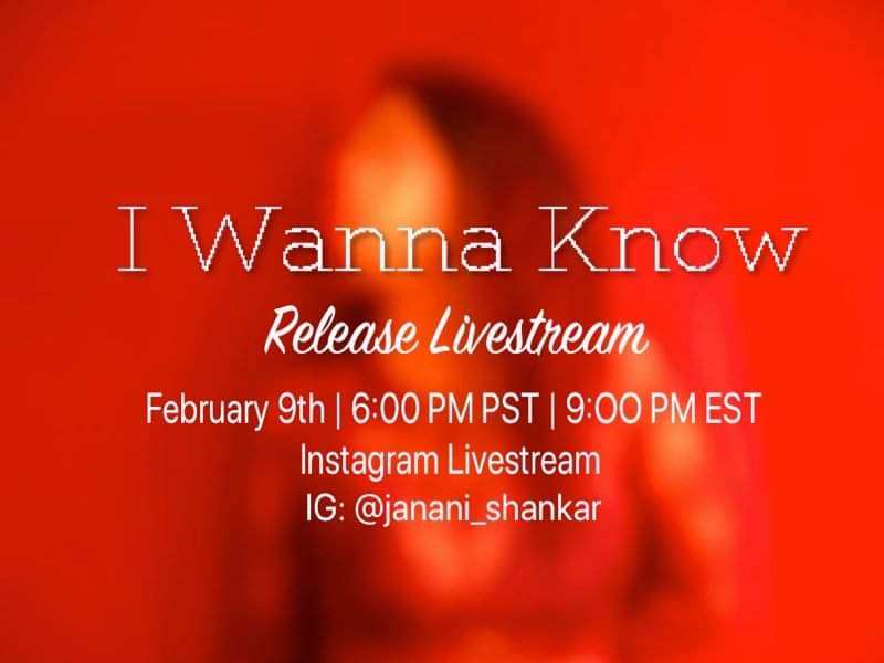 Janani Shankar new single "I Wanna Know"