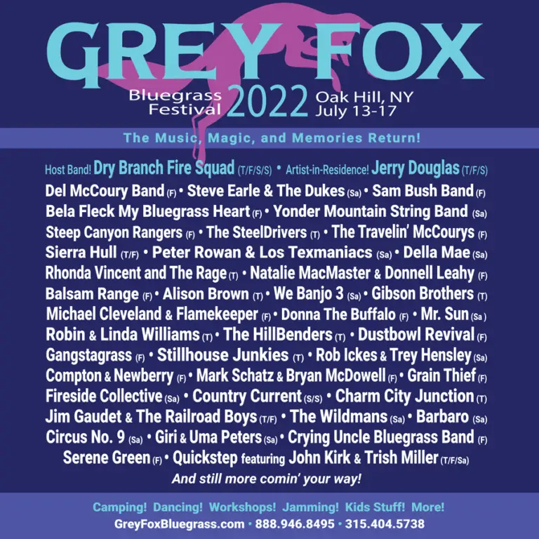 Grey Fox Bluegrass Festival Lineup for 2022 Released