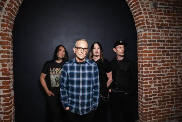 The members of Everclear standing from left to right: Bassist Freddy Herrera, Vocalist and Guitarist Art Alexakis, Guitarist Davey French, and Drummer Brian Nolan