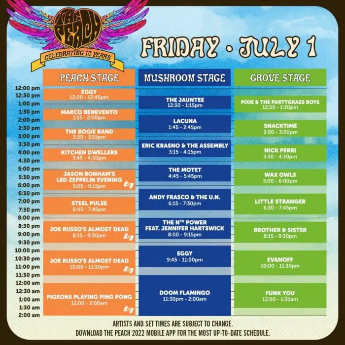 Peach Festival schedule