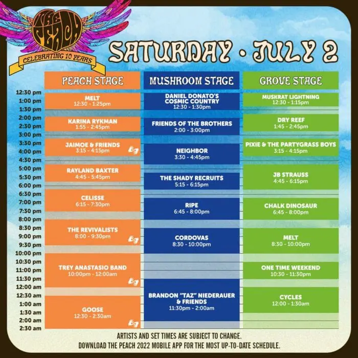 Peach Festival schedule