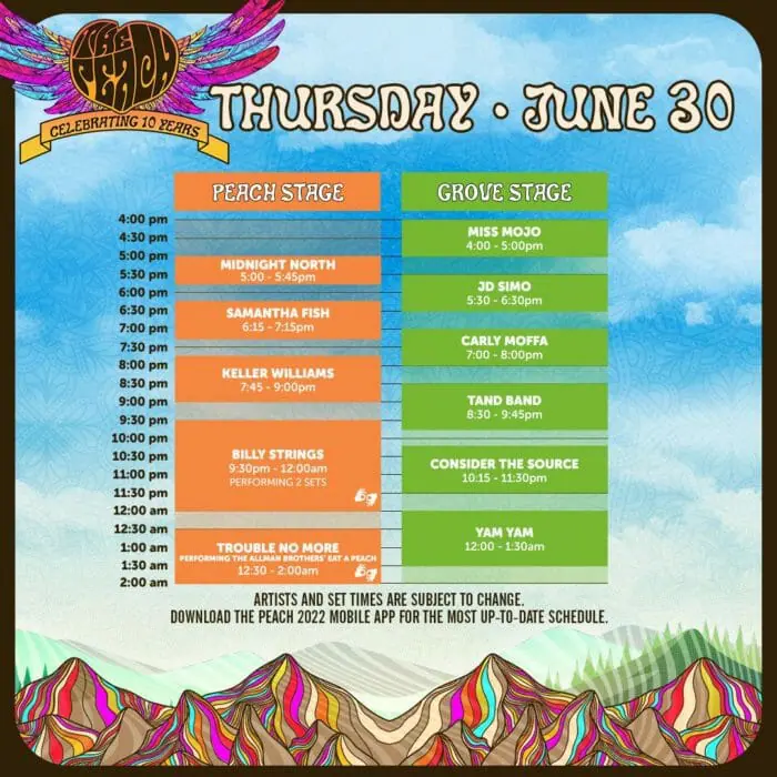 Peach Festival schedule