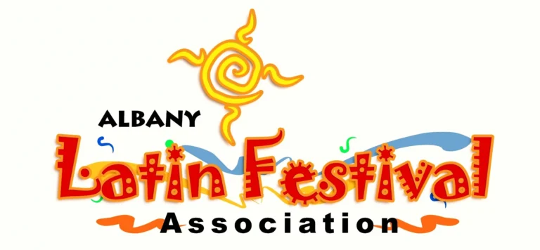 Albany Latin Festival Association logo with decorative writing and a sun.