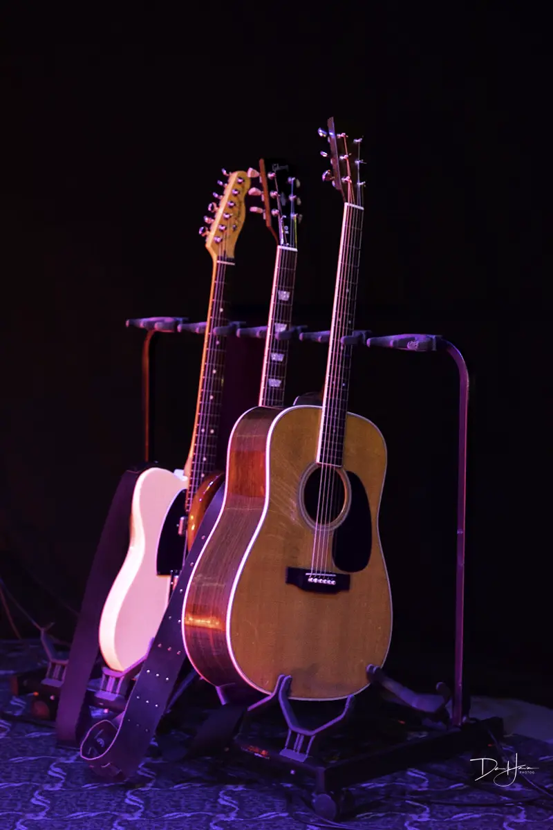 Tim Reynolds' guitars at the Strand Theater. Photo by Derek Java.