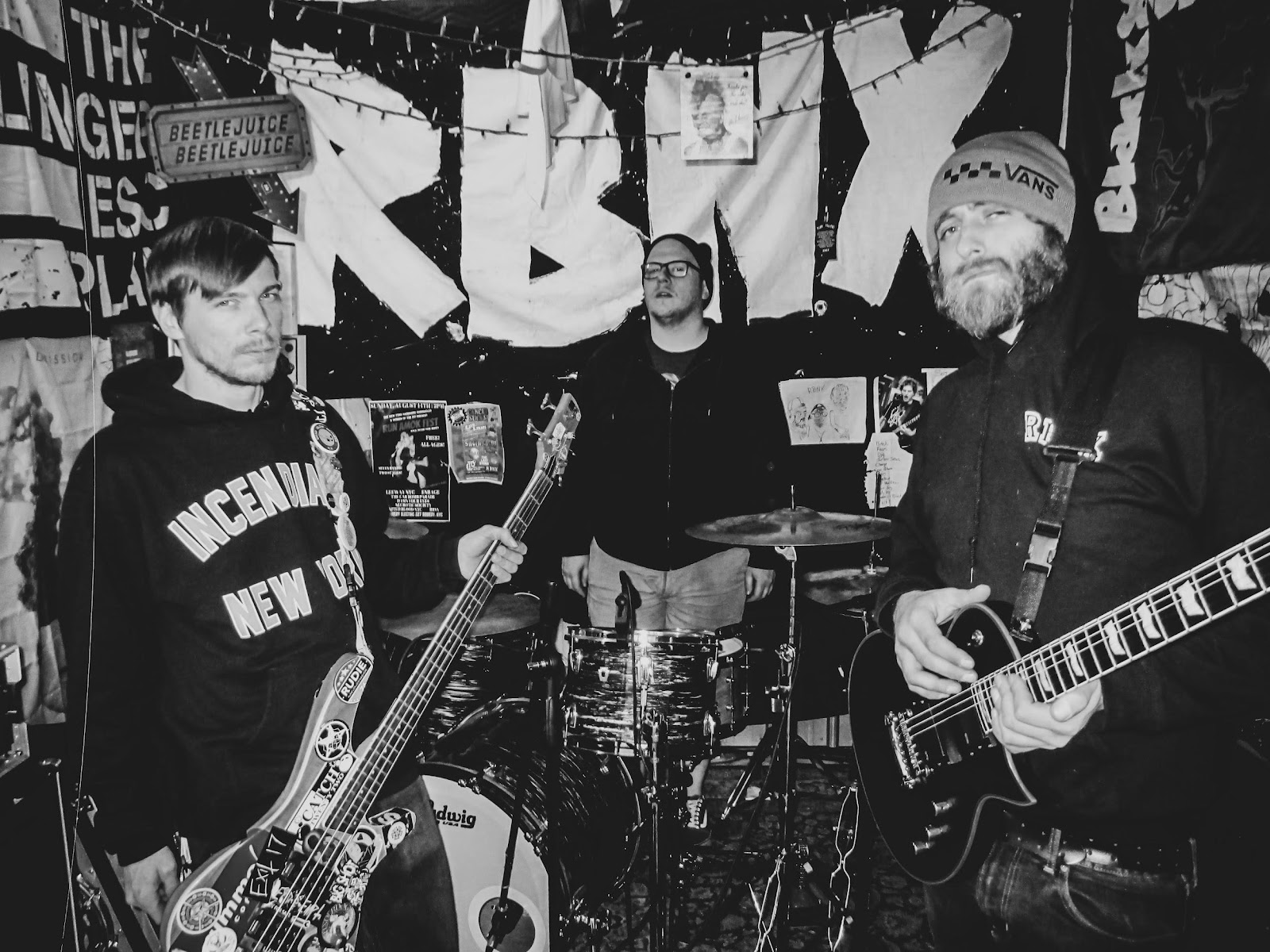 RBNX band in black and white