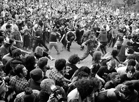 mosh pit in black and white