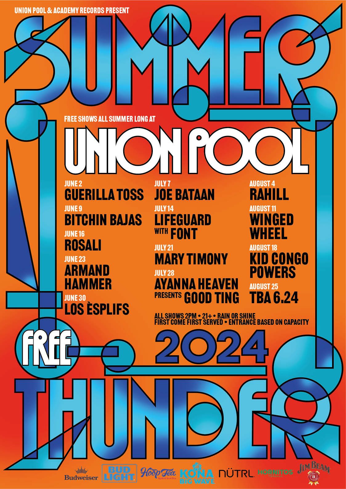 Brooklyn's Union Pool announces Summer Thunder Artist Lineup