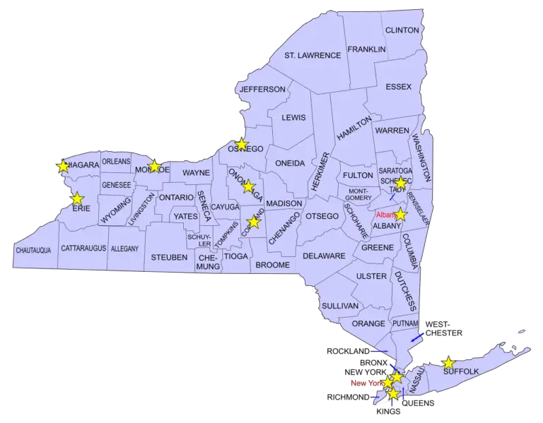 A Map of Music Hall of Fame Locations in New York