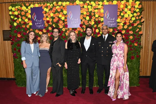 Sara Bareilles, Jojo Levesque, Lin-Manuel Miranda, Renée Fleming, Josh Groban, Dr. Vivek Murthy, and Misty Copeland. Photo by Roy Rochlin/Getty Images