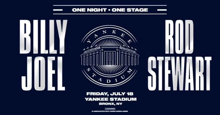 Billy Joel and Rod Stewart will perform for one night at the Yankee Stadium in the Bronx on Friday, July 18.