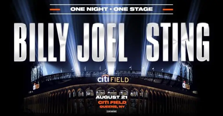 Official poster for Billy Joel and Sting performance at Citi Field.