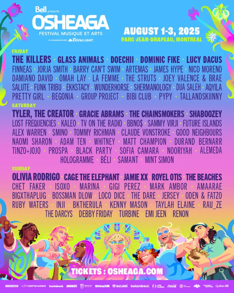 Official lineup for the OSHEAGA Festival in Montreal.