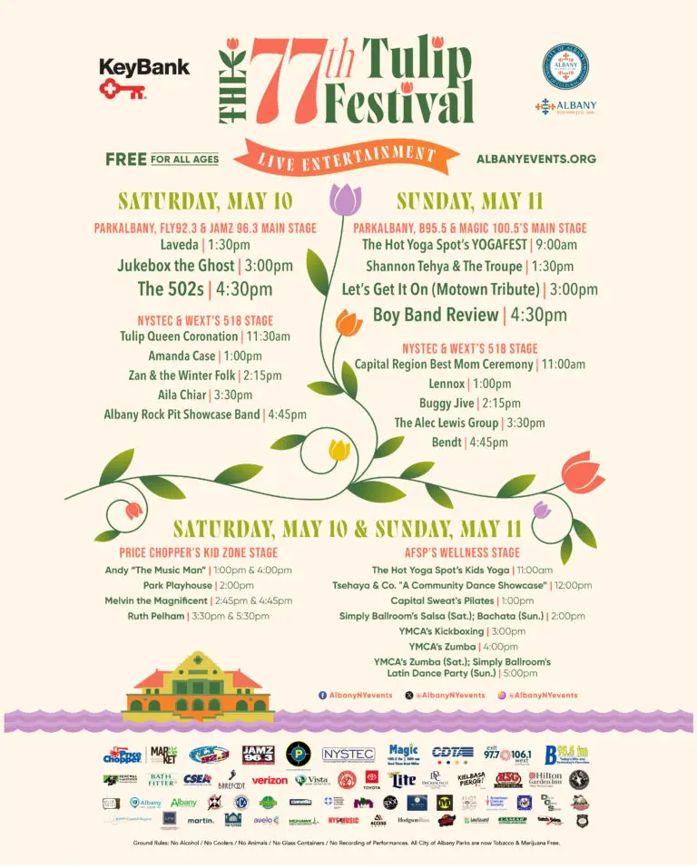 Official poster for the 2025 Albany Tulip Festival.