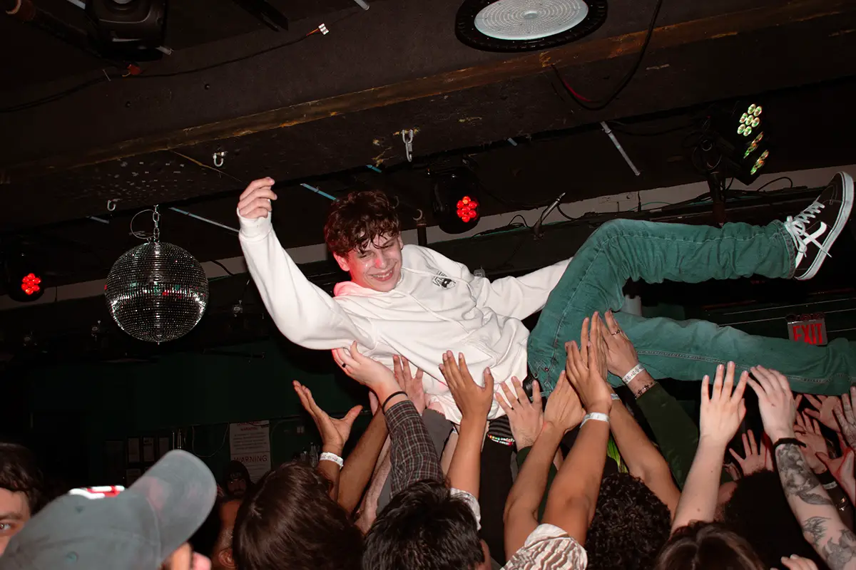 crowd surfing during Heart To Gold's set at Brooklyn's elsewhere