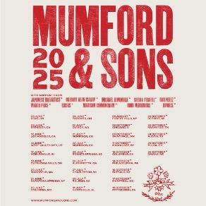 Official poster for Mumford & Sons 2025 North American tour.