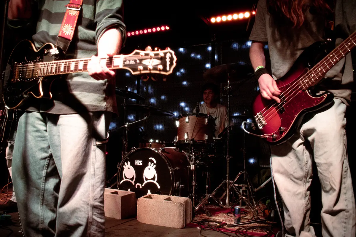 A close up of samsara featuring guitars and drums