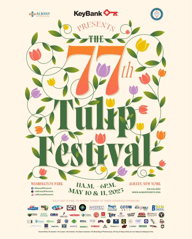 Official poster for the 2025 Albany Tulip Festival.