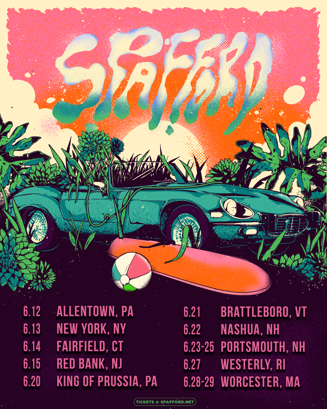 Official tour poster for Spafford's Summer 2025 Tour