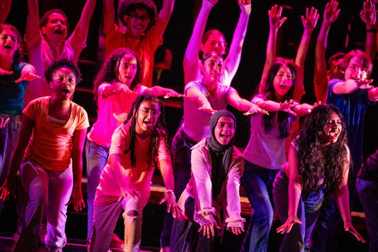 high schoolers performing at the Broadway Junior Student Finale on the Broadway Stage

