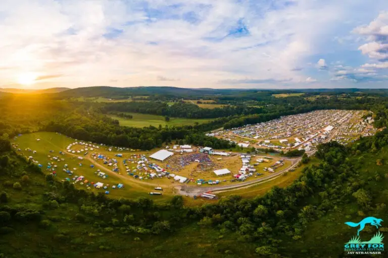Ariel view of Grey Fox Bluegrass festival