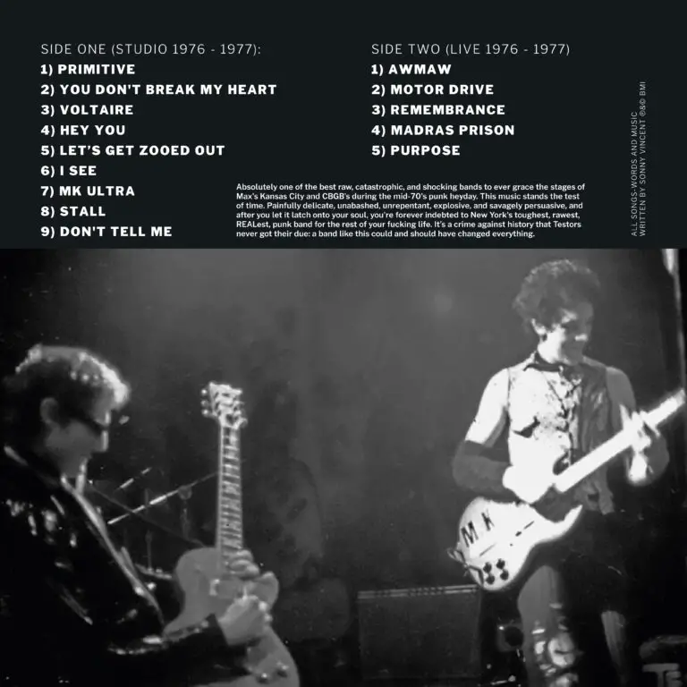 Prime Primitive (1976-77) back cover of vinyl