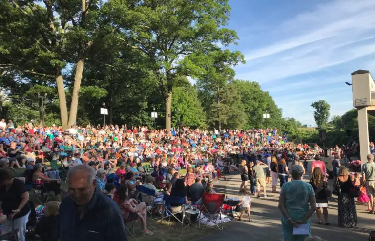 people at Frank A. Leak Amphitheater in Colonie's Cook Park