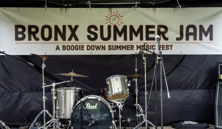 Drum set on the Bronx Summer Jam stage