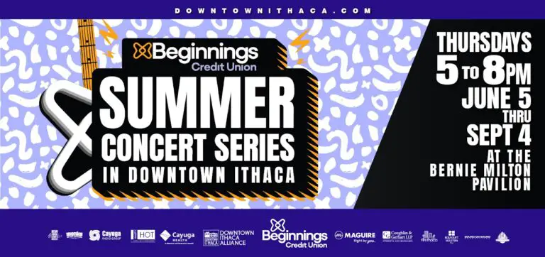 beginnings credit union summer concert series downtown ithaca concert poster