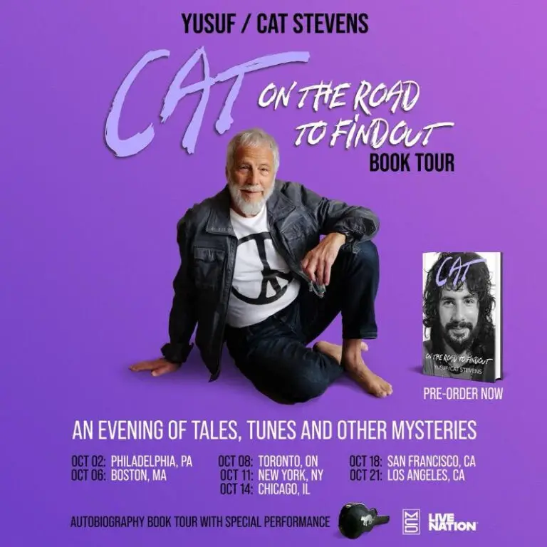 Yusuf/Cat Stevens, "Cat on the Road to Findout" book tour poster