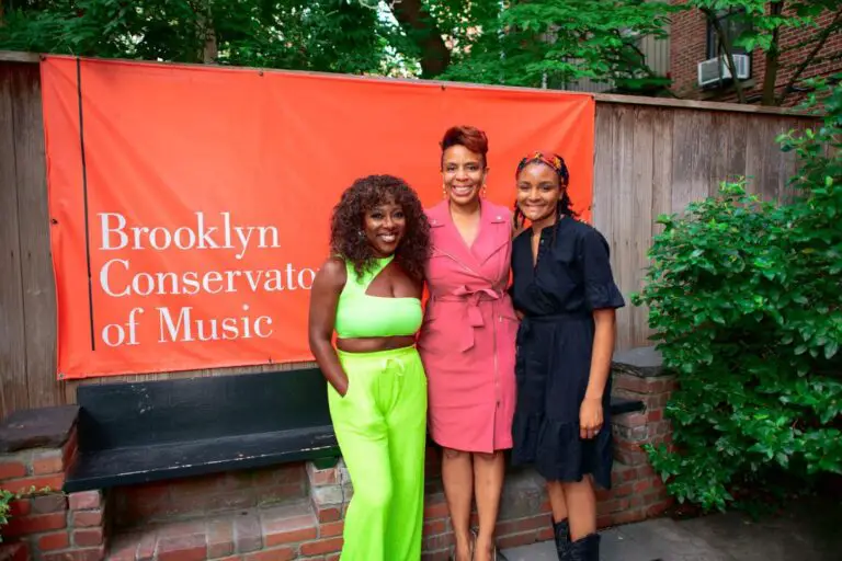 Kersten Stevens, NYC Department of Cultural Affairs Commissioner Laurie Cumbo, and Alexandria DeWalt ar rhe Brooklyn Conservatory of Music