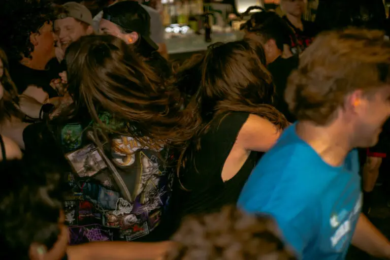 crowd moshing at utica diy show