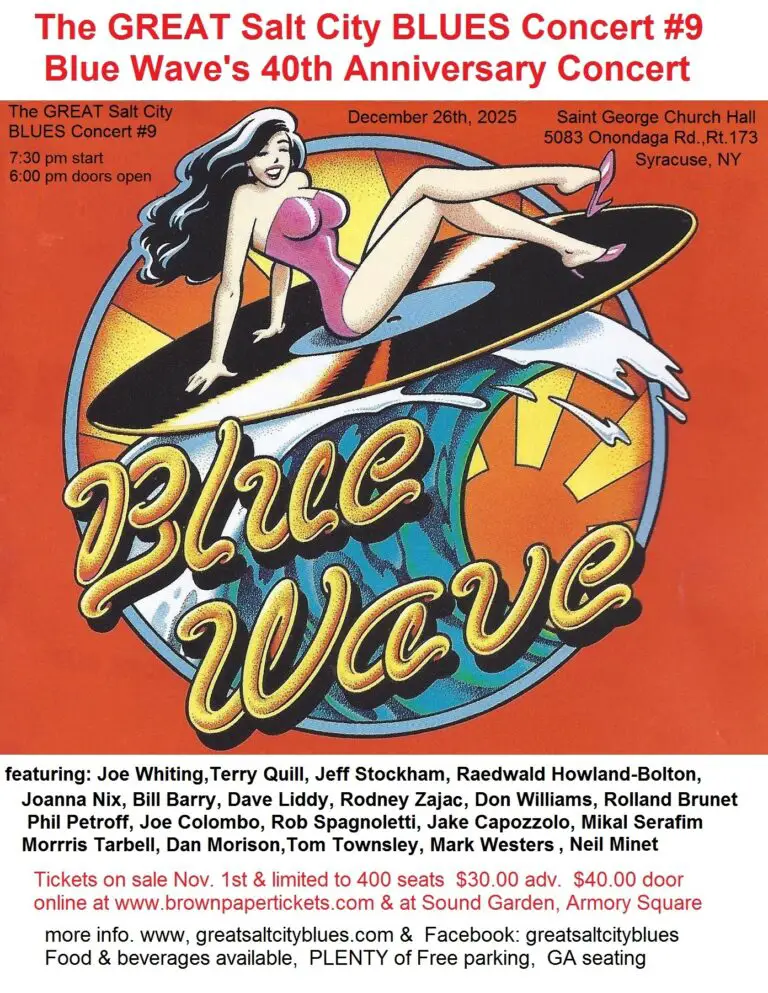 Celebrating the 40th anniversary of Blue Wave Records, the GREAT Salt City BLUES will be holding its ninth concert this December.
