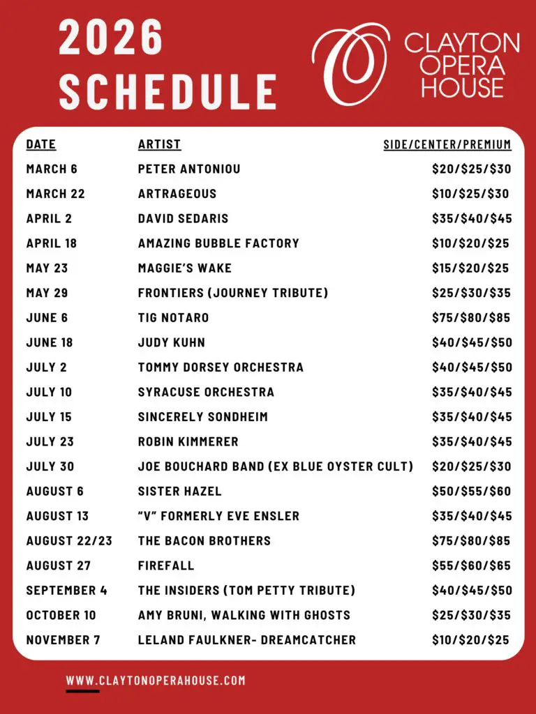 Clayton Opera House 2026 