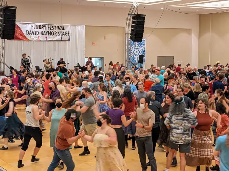 people of all ages dancing at Flurry Fest