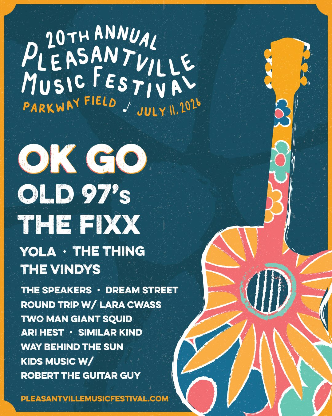 The Pleasantville Music Festival announced the exciting lineup for this year’s 20th Annual Pleasantville Music Festival happening July 11, 2026, at Parkway Field in Pleasantville, New York.  