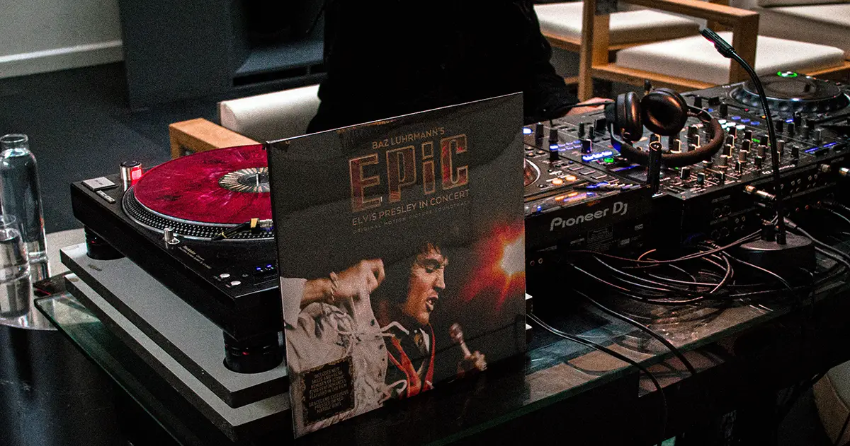 dj set up and vinyl for EPIC: Elvis Presley in Concert at Public Records