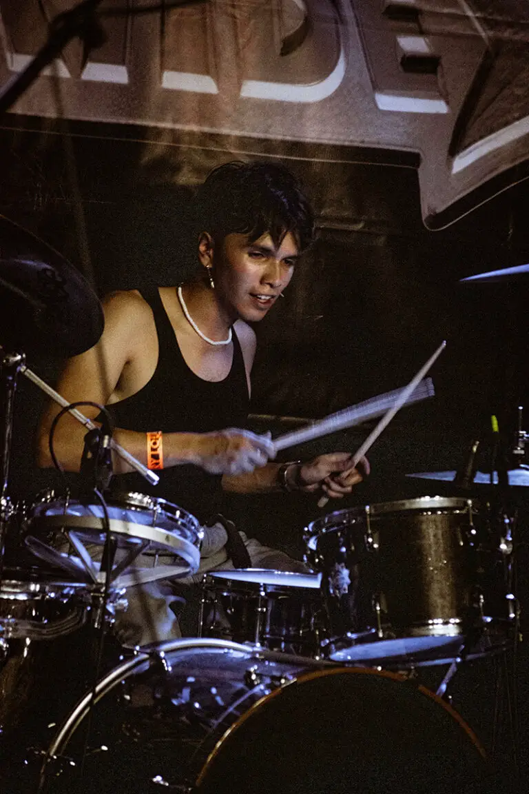drummer of foxtide performing at mercury lounge