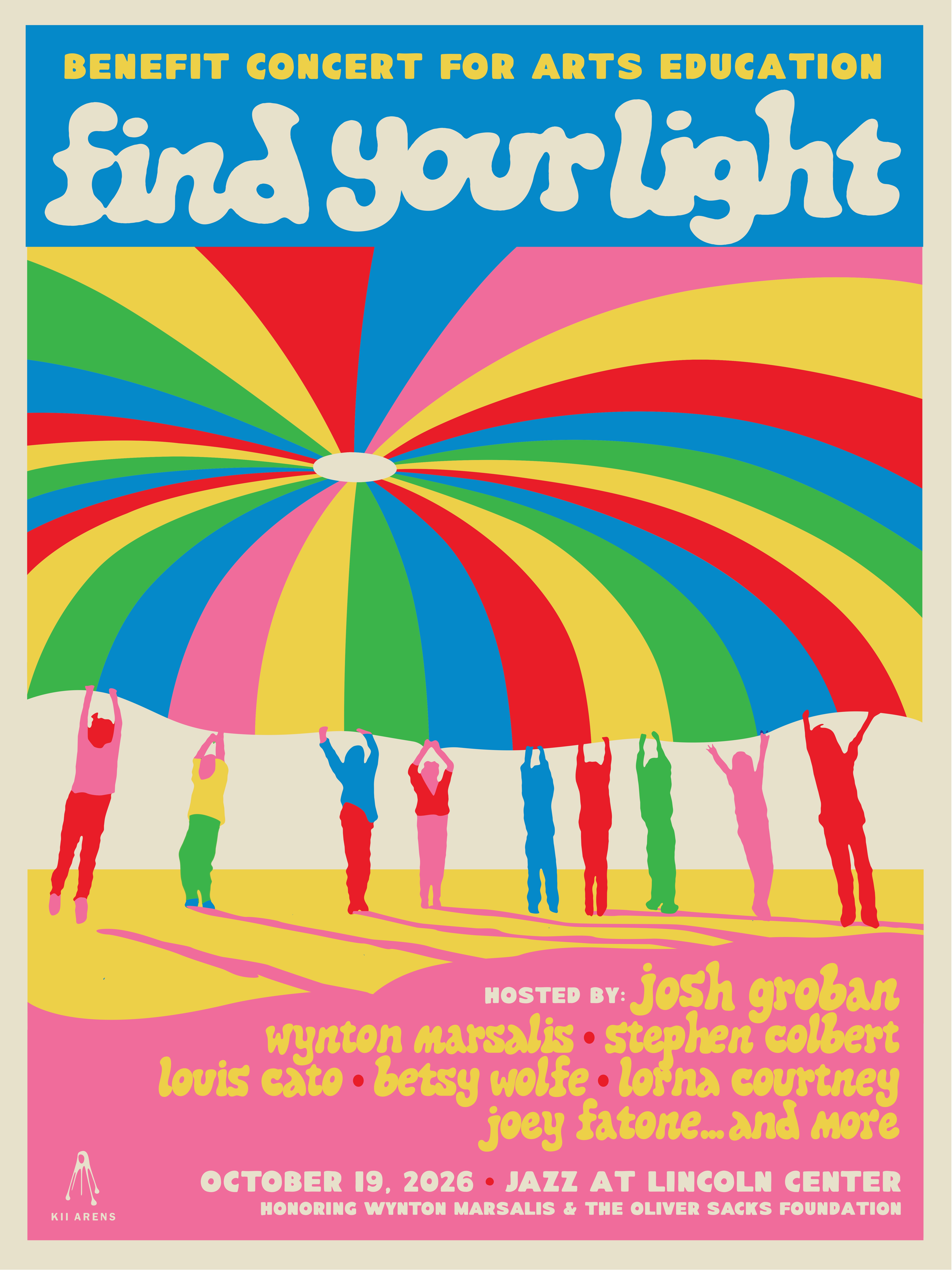 Promotional poster for the Find Your Light Benefit Concert for Arts Education