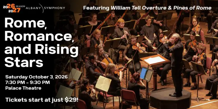 Promotional poster for Albany Symphony's 2026-27 season Opening Night