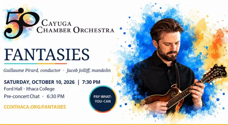 Promotional poster for the Cayuga Chamber Orchestra's Fantasies concert
